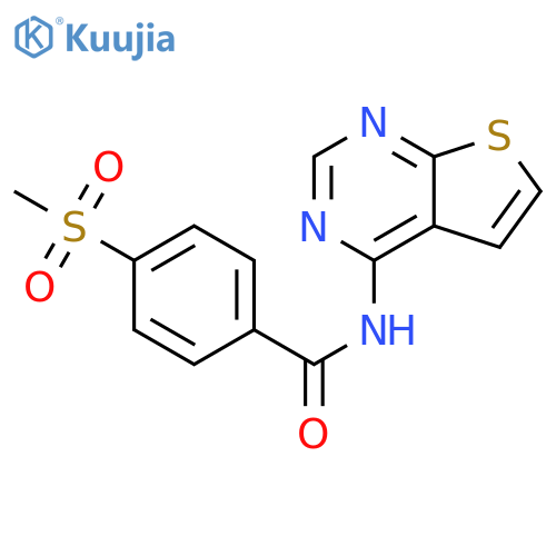 4-methanesulfonyl-N-{thieno[2,3-d]pyrimidin-4-yl}benzamide structure