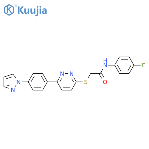 N-(4-fluorophenyl)-2-({6-[4-(1H-pyrazol-1-yl)phenyl]pyridazin-3-yl}sulfanyl)acetamide structure