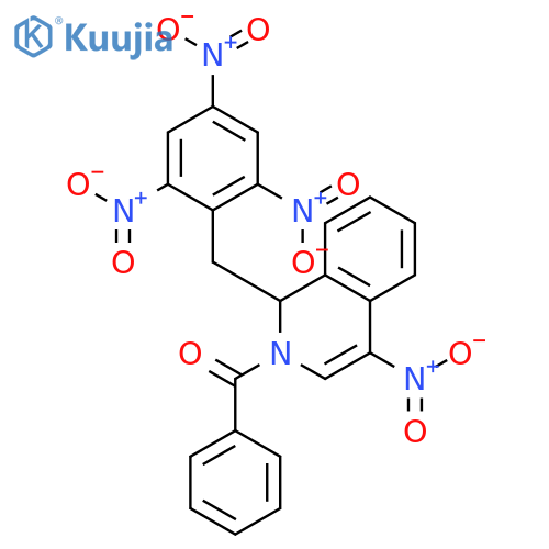 Isoquinoline, 2-benzoyl-1,2-dihydro-4-nitro-1-[(2,4,6-trinitrophenyl)methyl]- structure