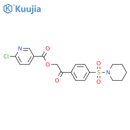 2-Oxo-2-[4-(1-piperidinylsulfonyl)phenyl]ethyl 6-chloro-3-pyridinecarboxylate structure