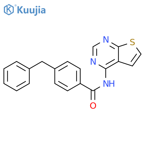 4-benzyl-N-{thieno[2,3-d]pyrimidin-4-yl}benzamide structure