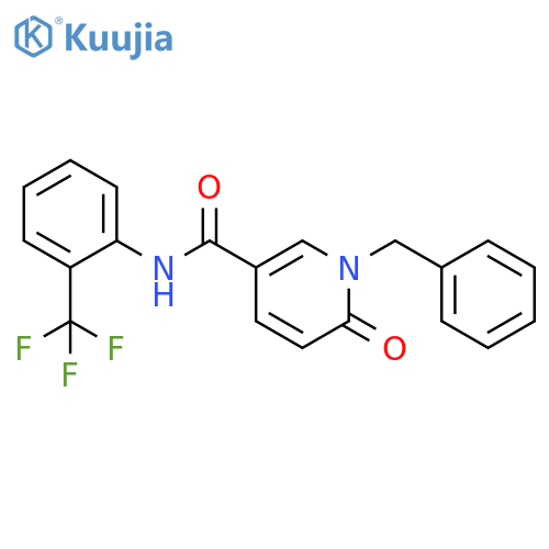 1-benzyl-6-oxo-N-[2-(trifluoromethyl)phenyl]-1,6-dihydropyridine-3-carboxamide structure