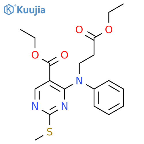 5-Pyrimidinecarboxylic acid, 4-[(3-ethoxy-3-oxopropyl)phenylamino]-2-(methylthio)-, ethyl ester structure