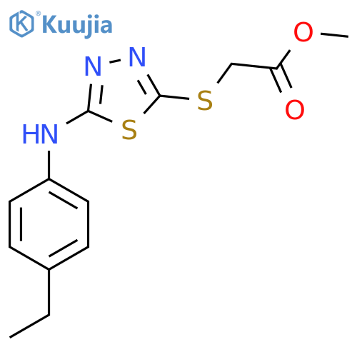 methyl 2-({5-(4-ethylphenyl)amino-1,3,4-thiadiazol-2-yl}sulfanyl)acetate structure