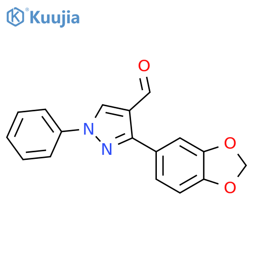3-(1,3-dioxaindan-5-yl)-1-phenyl-1H-pyrazole-4-carbaldehyde structure