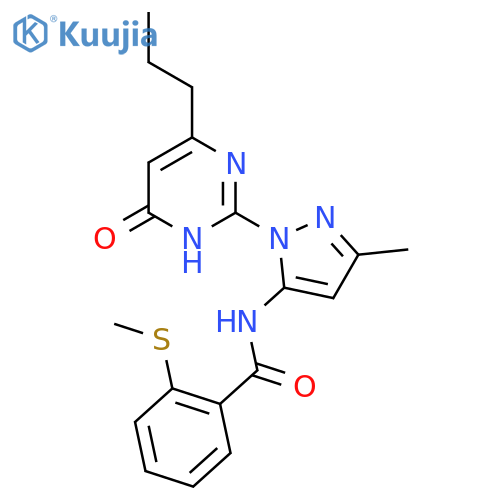 N-[3-methyl-1-(6-oxo-4-propyl-1,6-dihydropyrimidin-2-yl)-1H-pyrazol-5-yl]-2-(methylsulfanyl)benzamide structure