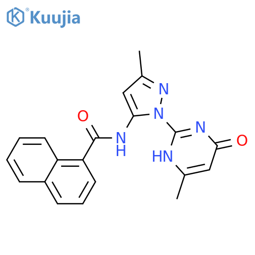 N-[3-methyl-1-(4-methyl-6-oxo-1,6-dihydropyrimidin-2-yl)-1H-pyrazol-5-yl]naphthalene-1-carboxamide structure