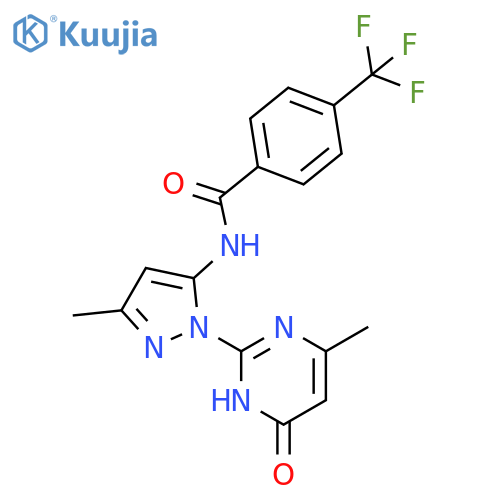 N-[3-methyl-1-(4-methyl-6-oxo-1,6-dihydropyrimidin-2-yl)-1H-pyrazol-5-yl]-4-(trifluoromethyl)benzamide structure
