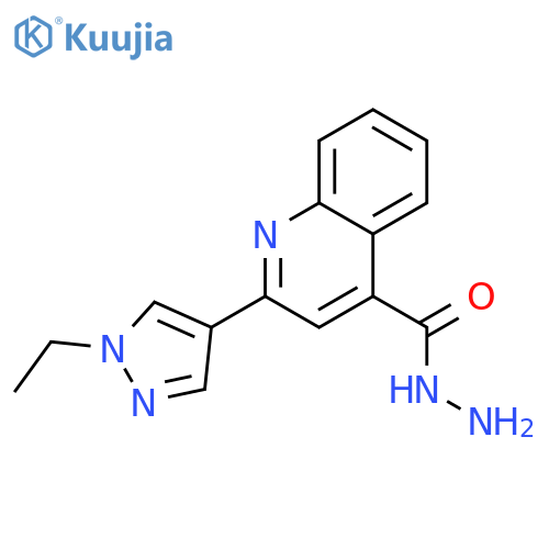 2-(1-ethyl-1H-pyrazol-4-yl)quinoline-4-carbohydrazide structure
