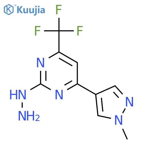 2-hydrazinyl-4-(1-methyl-1H-pyrazol-4-yl)-6-(trifluoromethyl)pyrimidine structure