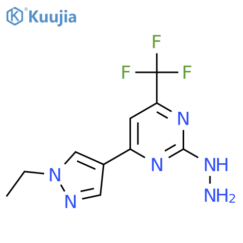 4-(1-ethyl-1H-pyrazol-4-yl)-2-hydrazinyl-6-(trifluoromethyl)pyrimidine structure