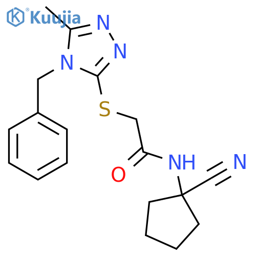 2-(4-benzyl-5-methyl-4H-1,2,4-triazol-3-yl)sulfanyl-N-(1-cyanocyclopentyl)acetamide structure