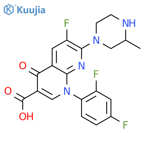 1,8-Naphthyridine-3-carboxylicacid,1-(2,4-difluorophenyl)-6-fluoro-1,4-dihydro-7-(3-methyl-1-piperazinyl)-4-oxo- structure