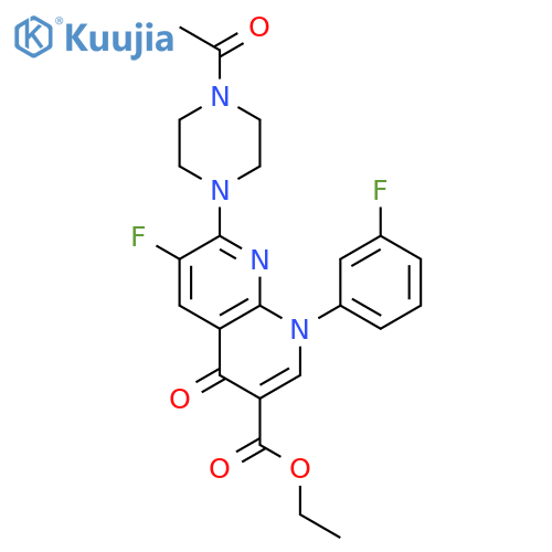 1,8-Naphthyridine-3-carboxylic acid, 7-(4-acetyl-1-piperazinyl)-6-fluoro-1-(3-fluorophenyl)-1,4-dihydro-4-oxo-, ethyl ester structure