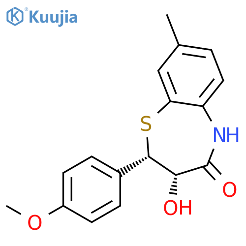 1,5-Benzothiazepin-4(5H)-one, 2,3-dihydro-3-hydroxy-2-(4-methoxyphenyl)-8-methyl-, cis- structure