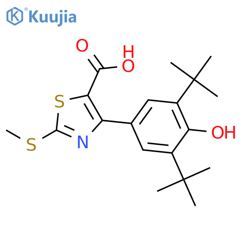 5-Thiazolecarboxylic acid, 4-[3,5-bis(1,1-dimethylethyl)-4-hydroxyphenyl]-2-(methylthio)- structure