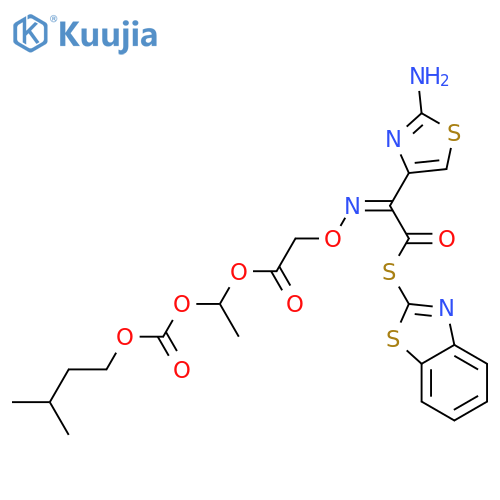 2,4,7-Trioxa-8-azadec-8-enoic acid, 9-(2-amino-4-thiazolyl)-10-(2-benzothiazolylthio)-3-methyl-5,10-dioxo-, 3-methylbutyl ester, (Z)- structure
