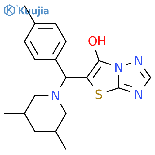 5-[(3,5-dimethylpiperidin-1-yl)(4-methylphenyl)methyl]-[1,2,4]triazolo[3,2-b][1,3]thiazol-6-ol structure