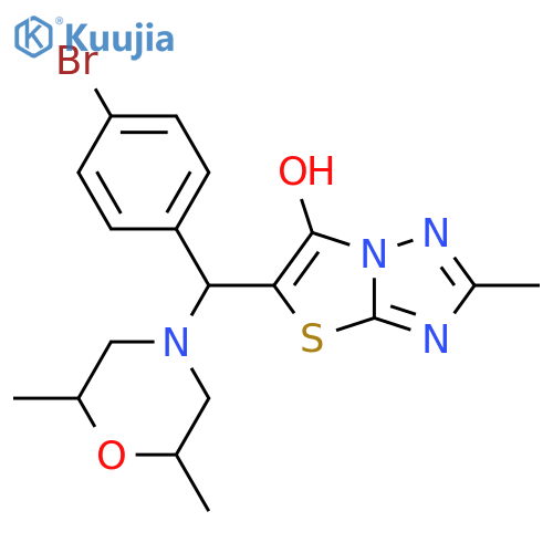 5-[(4-bromophenyl)(2,6-dimethylmorpholin-4-yl)methyl]-2-methyl-[1,2,4]triazolo[3,2-b][1,3]thiazol-6-ol structure