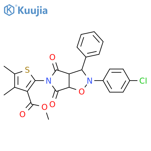 methyl 2-[2-(4-chlorophenyl)-4,6-dioxo-3-phenyl-hexahydro-2H-pyrrolo[3,4-d][1,2]oxazol-5-yl]-4,5-dimethylthiophene-3-carboxylate structure