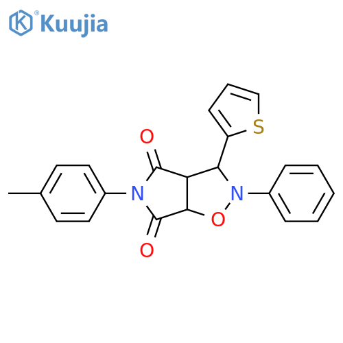 5-(4-methylphenyl)-2-phenyl-3-(thiophen-2-yl)-hexahydro-2H-pyrrolo[3,4-d][1,2]oxazole-4,6-dione structure