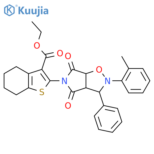 ethyl 2-[2-(2-methylphenyl)-4,6-dioxo-3-phenyl-hexahydro-2H-pyrrolo[3,4-d][1,2]oxazol-5-yl]-4,5,6,7-tetrahydro-1-benzothiophene-3-carboxylate structure