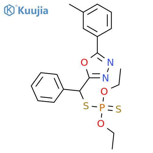 Phosphorodithioic acid, O,O-diethyl S-[[5-(3-methylphenyl)-1,3,4-oxadiazol-2-yl]phenylmethyl] ester structure