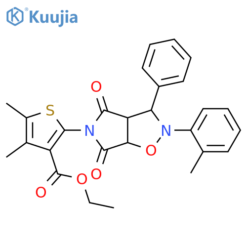 ethyl 4,5-dimethyl-2-[2-(2-methylphenyl)-4,6-dioxo-3-phenyl-hexahydro-2H-pyrrolo[3,4-d][1,2]oxazol-5-yl]thiophene-3-carboxylate structure