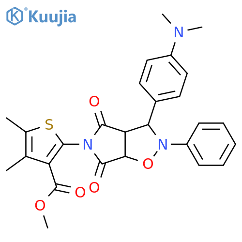 methyl 2-{3-[4-(dimethylamino)phenyl]-4,6-dioxo-2-phenyl-hexahydro-2H-pyrrolo[3,4-d][1,2]oxazol-5-yl}-4,5-dimethylthiophene-3-carboxylate structure