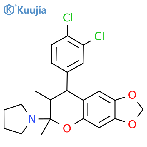 1-[8-(3,4-Dichlorophenyl)-6,7-dimethyl-7,8-dihydro-6H-[1,3]dioxolo[4,5-g]chromen-6-yl]pyrrolidine structure