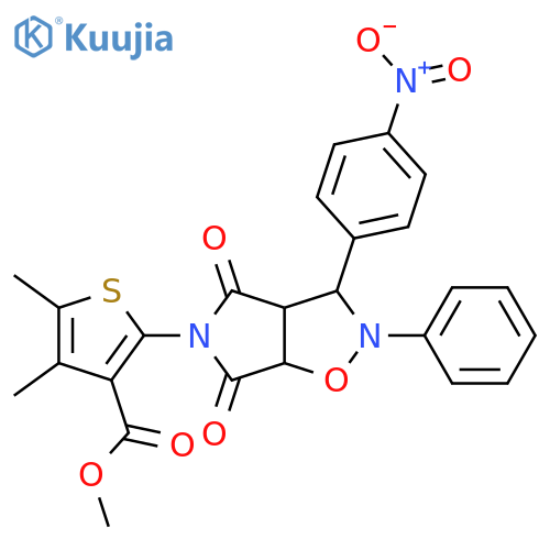 methyl 4,5-dimethyl-2-[3-(4-nitrophenyl)-4,6-dioxo-2-phenyl-hexahydro-2H-pyrrolo[3,4-d][1,2]oxazol-5-yl]thiophene-3-carboxylate structure