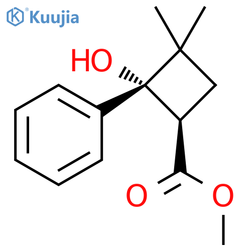 Cyclobutanecarboxylic acid, 2-hydroxy-3,3-dimethyl-2-phenyl-, methyl ester, cis- (9CI) structure