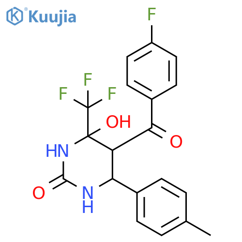 5-(4-fluorobenzoyl)-4-hydroxy-6-(4-methylphenyl)-4-(trifluoromethyl)-1,3-diazinan-2-one structure