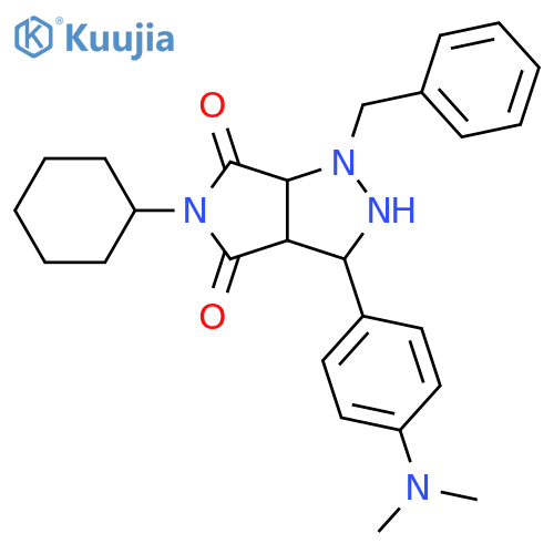 1-benzyl-5-cyclohexyl-3-[4-(dimethylamino)phenyl]-octahydropyrrolo[3,4-c]pyrazole-4,6-dione structure