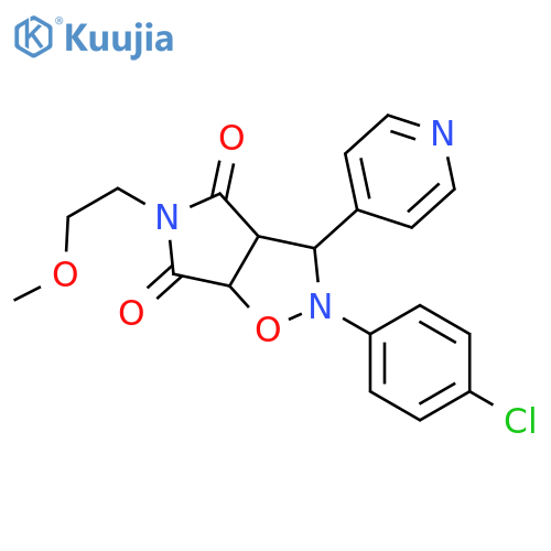 2-(4-chlorophenyl)-5-(2-methoxyethyl)-3-(pyridin-4-yl)-hexahydro-2H-pyrrolo[3,4-d][1,2]oxazole-4,6-dione structure