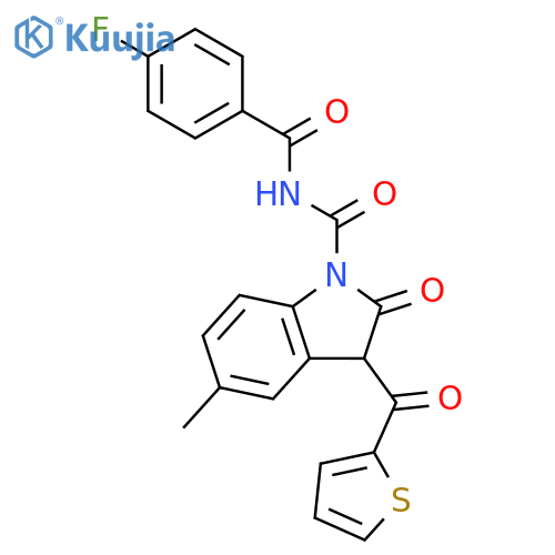1H-Indole-1-carboxamide, N-(4-fluorobenzoyl)-2,3-dihydro-5-methyl-2-oxo-3-(2-thienylcarbonyl)- structure