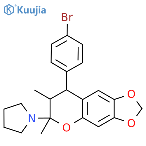 1-[8-(4-bromophenyl)-6,7-dimethyl-7,8-dihydro-6H-[1,3]dioxolo[4,5-g]chromen-6-yl]pyrrolidine structure