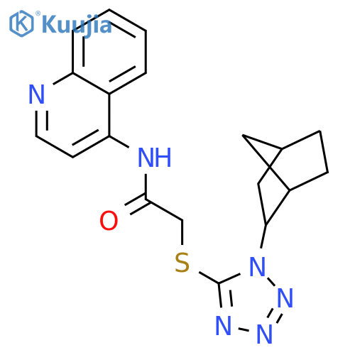 <br>2-((1-((1S,4R)-bicyclo[2.2.1]heptan-2-yl)-1H-tetrazol-5-yl)thio)-N-(quinoli n-4-yl)acetamide structure