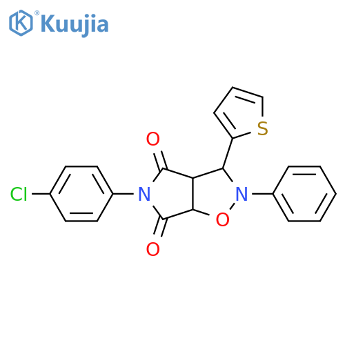 5-(4-chlorophenyl)-2-phenyl-3-(thiophen-2-yl)-hexahydro-2H-pyrrolo[3,4-d][1,2]oxazole-4,6-dione structure