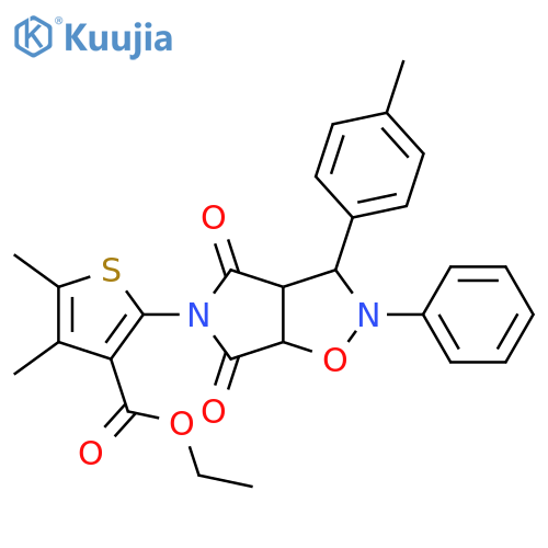 ethyl 4,5-dimethyl-2-[3-(4-methylphenyl)-4,6-dioxo-2-phenyl-hexahydro-2H-pyrrolo[3,4-d][1,2]oxazol-5-yl]thiophene-3-carboxylate structure