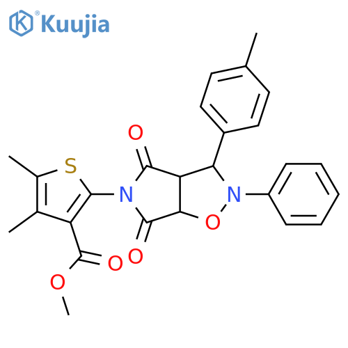 methyl 4,5-dimethyl-2-[3-(4-methylphenyl)-4,6-dioxo-2-phenyl-hexahydro-2H-pyrrolo[3,4-d][1,2]oxazol-5-yl]thiophene-3-carboxylate structure