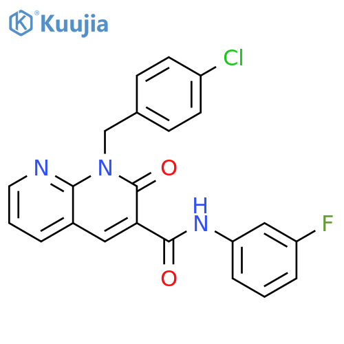 1-[(4-chlorophenyl)methyl]-N-(3-fluorophenyl)-2-oxo-1,2-dihydro-1,8-naphthyridine-3-carboxamide structure