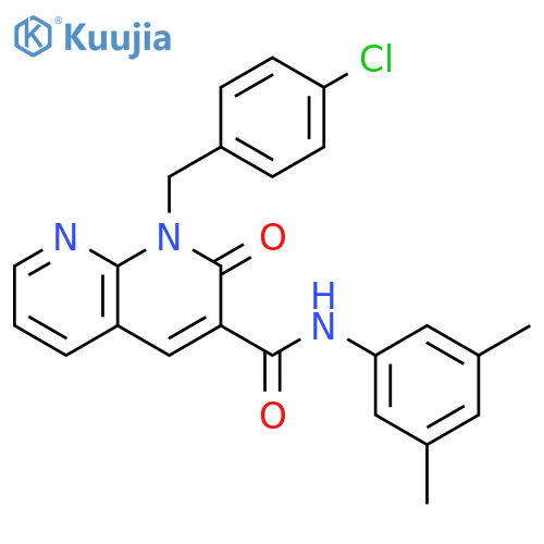 1-[(4-chlorophenyl)methyl]-N-(3,5-dimethylphenyl)-2-oxo-1,2-dihydro-1,8-naphthyridine-3-carboxamide structure