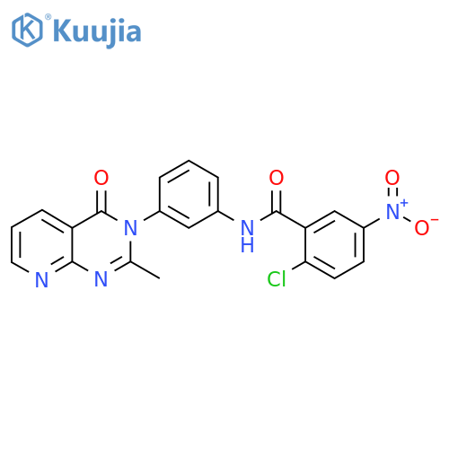 2-chloro-N-(3-{2-methyl-4-oxo-3H,4H-pyrido[2,3-d]pyrimidin-3-yl}phenyl)-5-nitrobenzamide structure