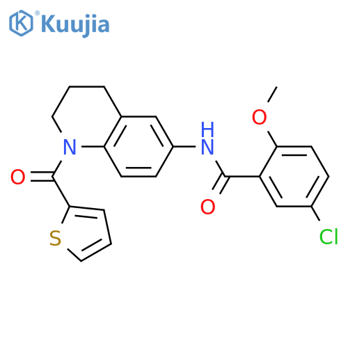 5-chloro-2-methoxy-N-[1-(thiophene-2-carbonyl)-1,2,3,4-tetrahydroquinolin-6-yl]benzamide structure