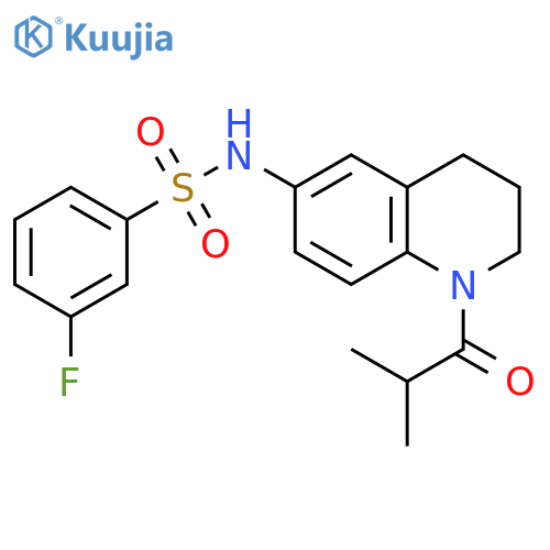 3-fluoro-N-[1-(2-methylpropanoyl)-1,2,3,4-tetrahydroquinolin-6-yl]benzene-1-sulfonamide structure