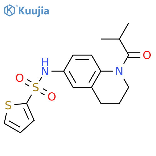 N-[1-(2-methylpropanoyl)-1,2,3,4-tetrahydroquinolin-6-yl]thiophene-2-sulfonamide structure