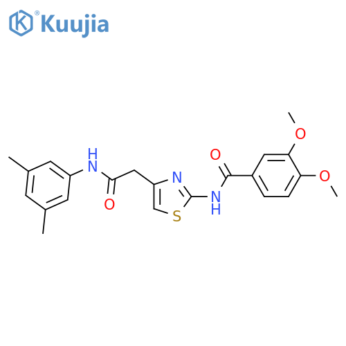 N-(4-{[(3,5-dimethylphenyl)carbamoyl]methyl}-1,3-thiazol-2-yl)-3,4-dimethoxybenzamide structure