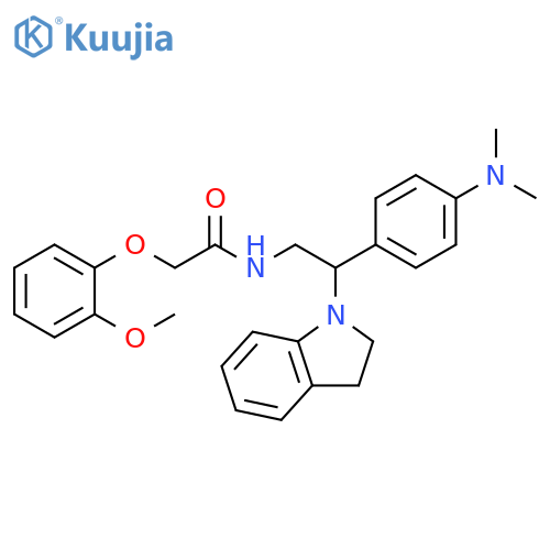 N-[2-(2,3-dihydro-1H-indol-1-yl)-2-[4-(dimethylamino)phenyl]ethyl]-2-(2-methoxyphenoxy)acetamide structure