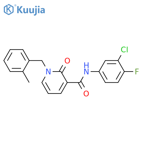 N-(3-chloro-4-fluorophenyl)-1-[(2-methylphenyl)methyl]-2-oxo-1,2-dihydropyridine-3-carboxamide structure